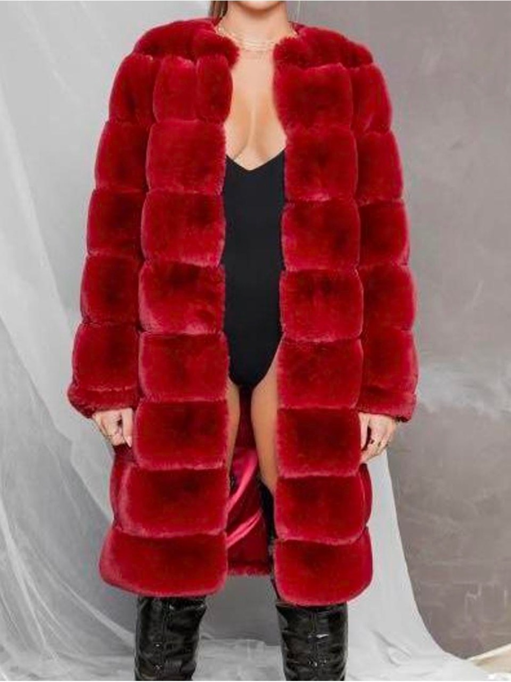 Oh Polly Red Faux Fur Teddy Coat